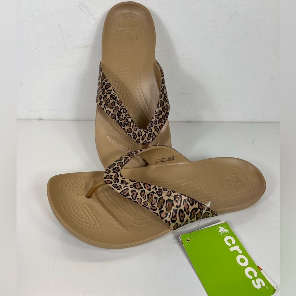 Women's Crocs Kadee II Leopard Flip Flip Sandal Size 11 Iconic Comfort